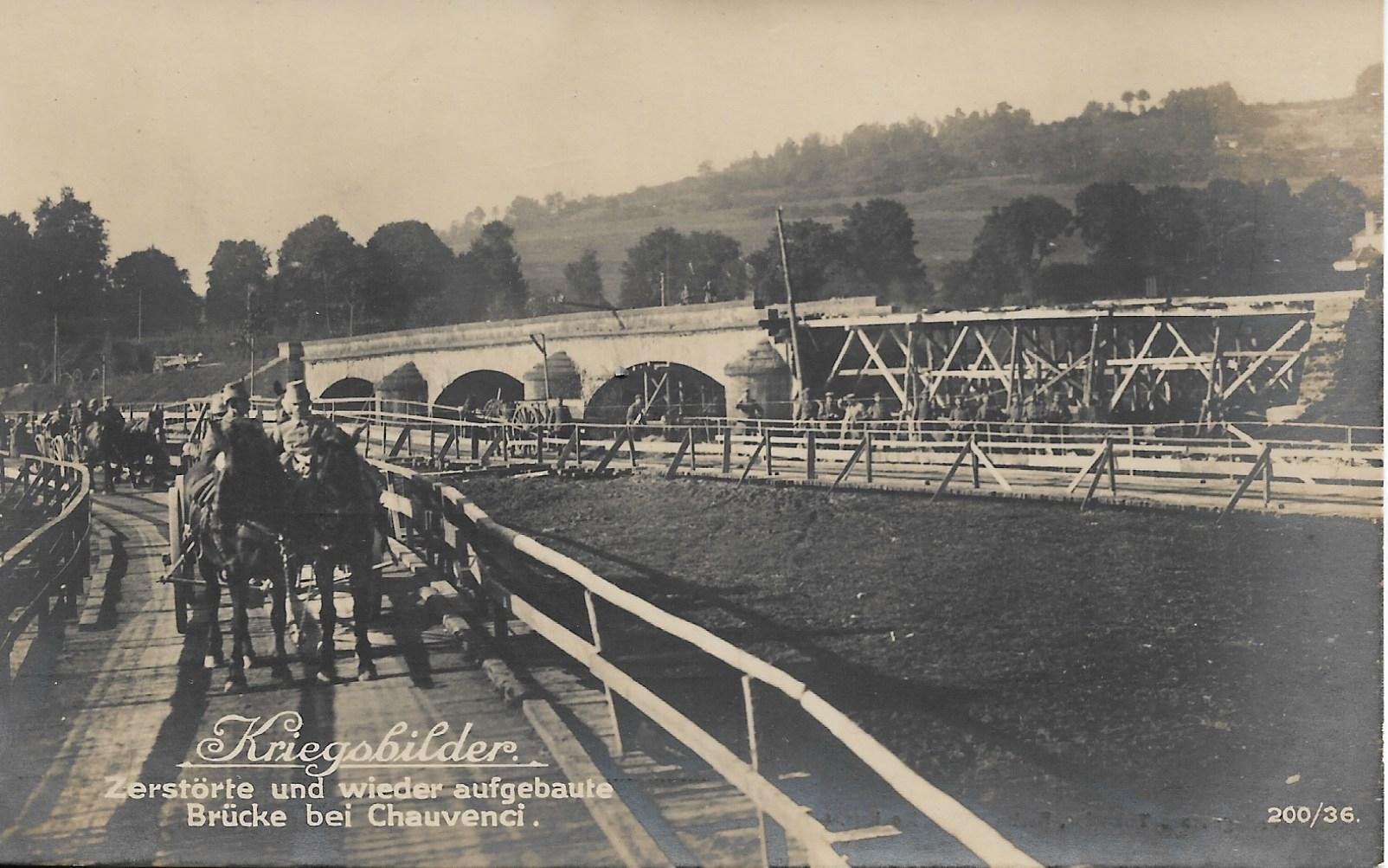 /France/FR_place_1903-1938_Kriegsobilder. Zerstorte und wieder aufgebaute Brucke bei Chauvenci.jpg